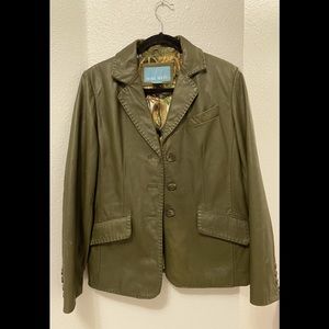 Nine West Olive Green Leather Jacket. Great condition.
